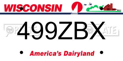 499ZBX Wisconsin License Plate