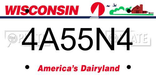 4A55N4 Wisconsin License Plate