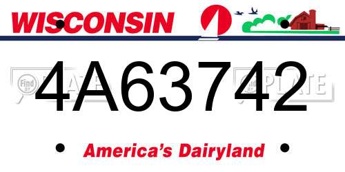 4A63742 Wisconsin License Plate