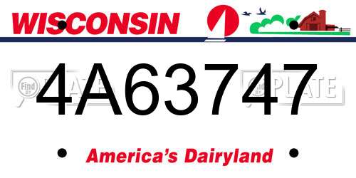 4A63747 Wisconsin License Plate