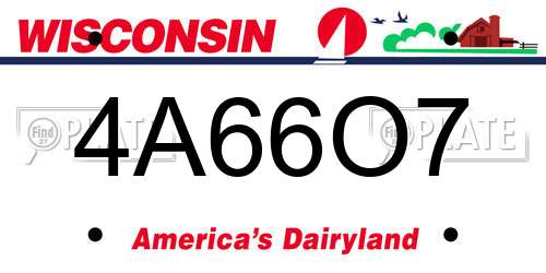 4A66O7 Wisconsin License Plate
