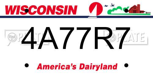 4A77R7 Wisconsin License Plate
