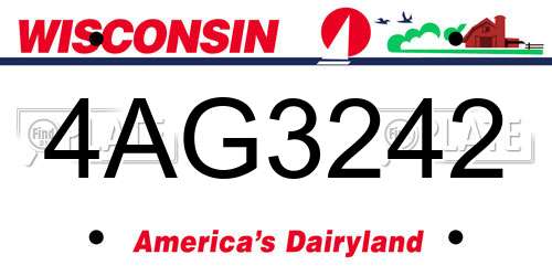 4AG3242 Wisconsin License Plate