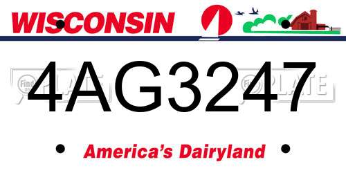 4AG3247 Wisconsin License Plate