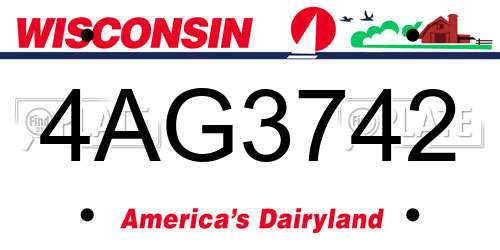 4AG3742 Wisconsin License Plate