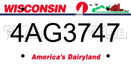 4AG3747 Wisconsin License Plate