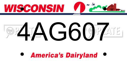 4AG607 Wisconsin License Plate