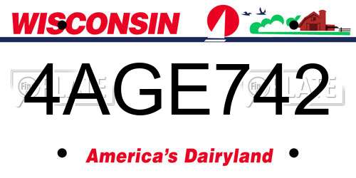 4AGE742 Wisconsin License Plate