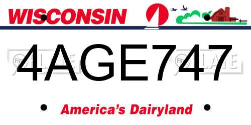 4AGE747 Wisconsin License Plate