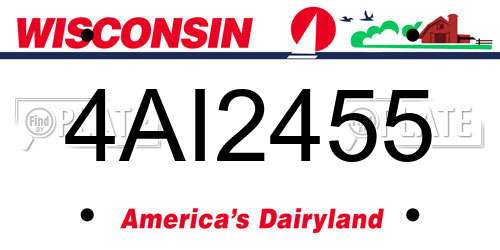 4AI2455 Wisconsin License Plate