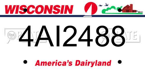 4AI2488 Wisconsin License Plate