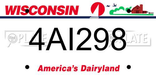 4AI298 Wisconsin License Plate