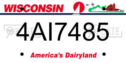 4AI7485 Wisconsin License Plate