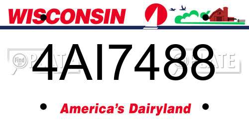 4AI7488 Wisconsin License Plate