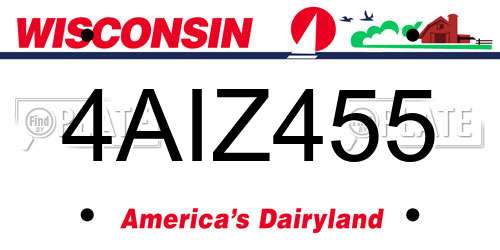 4AIZ455 Wisconsin License Plate