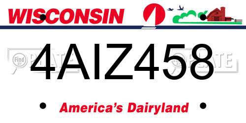 4AIZ458 Wisconsin License Plate