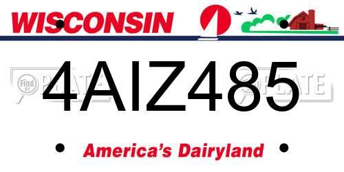 4AIZ485 Wisconsin License Plate