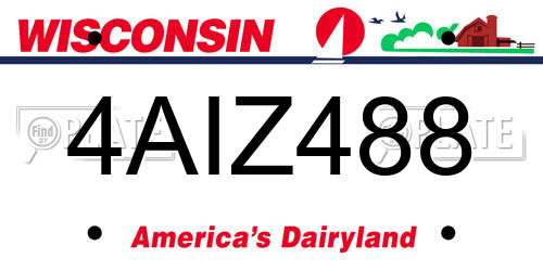 4AIZ488 Wisconsin License Plate