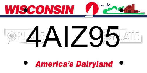 4AIZ95 Wisconsin License Plate