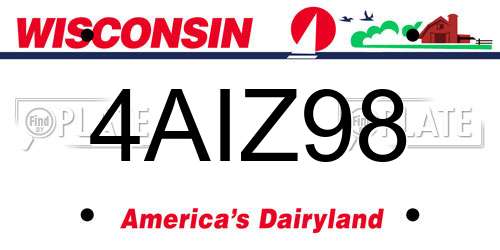 4AIZ98 Wisconsin License Plate