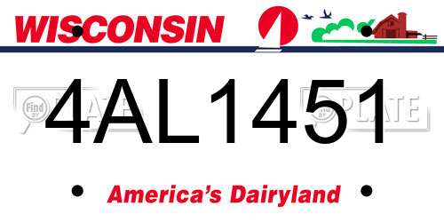 4AL1451 Wisconsin License Plate