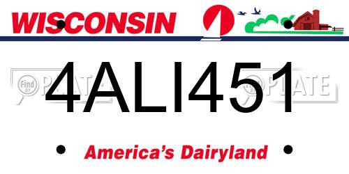 4ALI451 Wisconsin License Plate