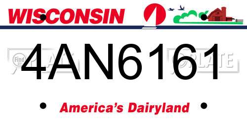 4AN6161 Wisconsin License Plate