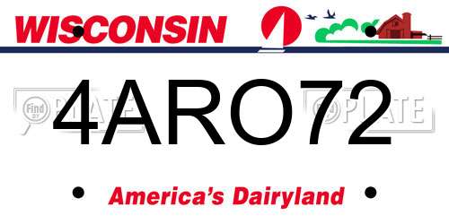 4ARO72 Wisconsin License Plate