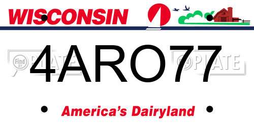 4ARO77 Wisconsin License Plate