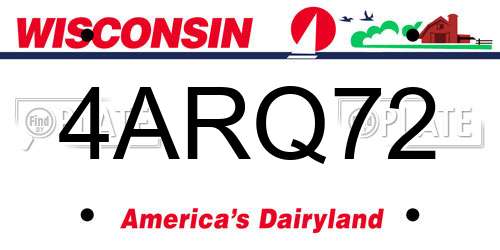 4ARQ72 Wisconsin License Plate