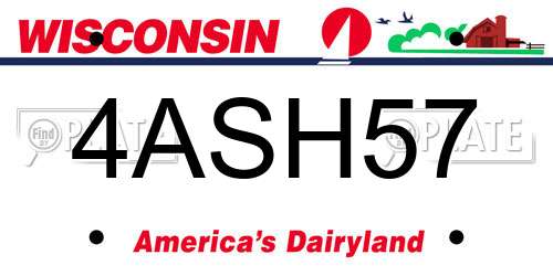 4ASH57 Wisconsin License Plate