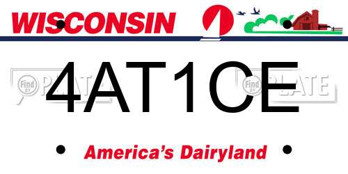 4AT1CE Wisconsin License Plate