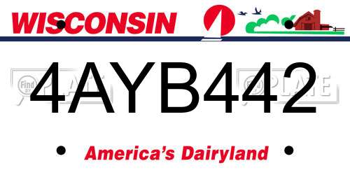 4AYB442 Wisconsin License Plate