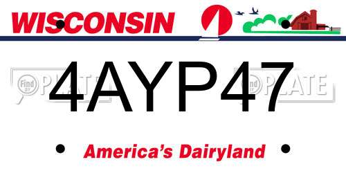 4AYP47 Wisconsin License Plate