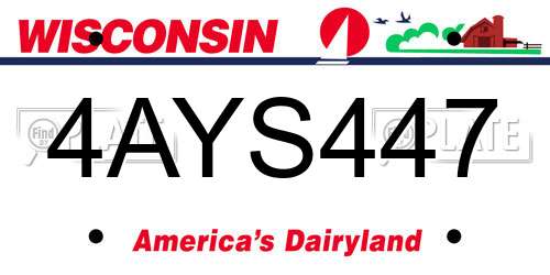 4AYS447 Wisconsin License Plate