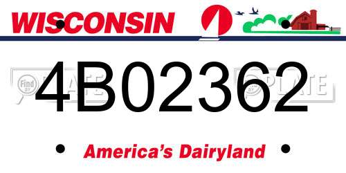 4B02362 Wisconsin License Plate