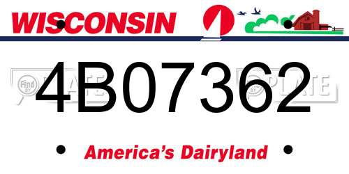 4B07362 Wisconsin License Plate