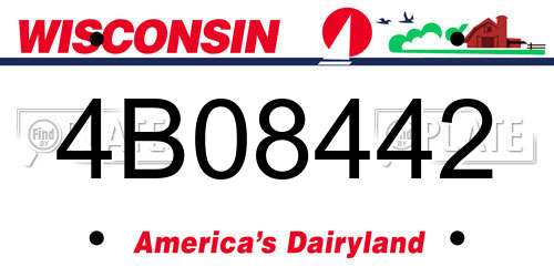 4B08442 Wisconsin License Plate