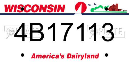 4B17113 Wisconsin License Plate