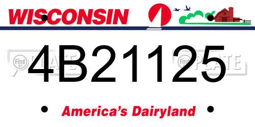 4B21125 Wisconsin License Plate