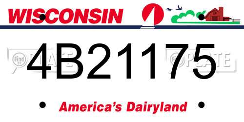 4B21175 Wisconsin License Plate