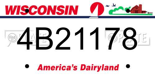 4B21178 Wisconsin License Plate