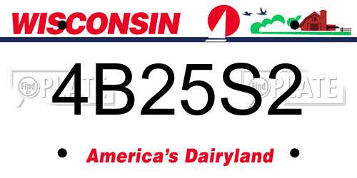 4B25S2 Wisconsin License Plate