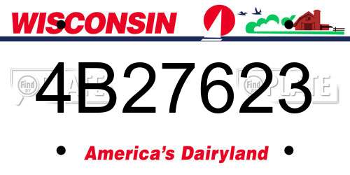 4B27623 Wisconsin License Plate