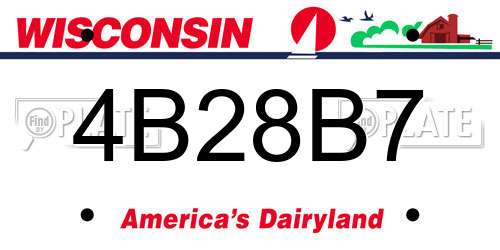 4B28B7 Wisconsin License Plate