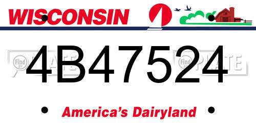 4B47524 Wisconsin License Plate