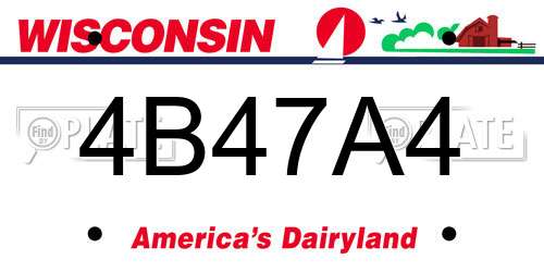 4B47A4 Wisconsin License Plate