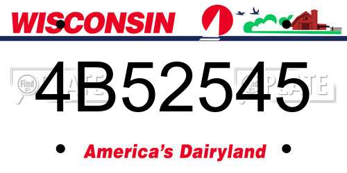 4B52545 Wisconsin License Plate