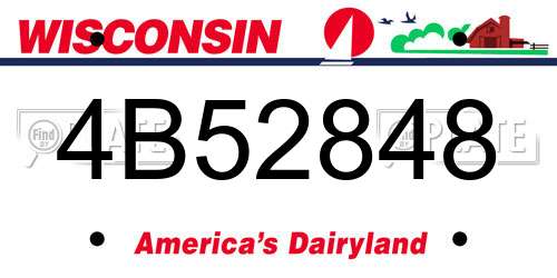 4B52848 Wisconsin License Plate