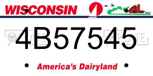 4B57545 Wisconsin License Plate